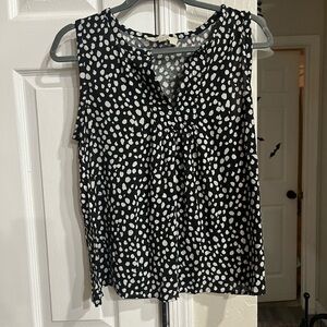 LOFT Black and White Sleeveless Blouse